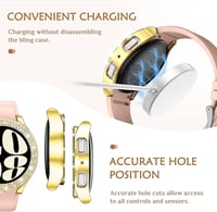 DEALELE Samsung Galaxy Watch 6 44 mm csillámos strassz védőtok - arany + átlátszó (2 db) 6