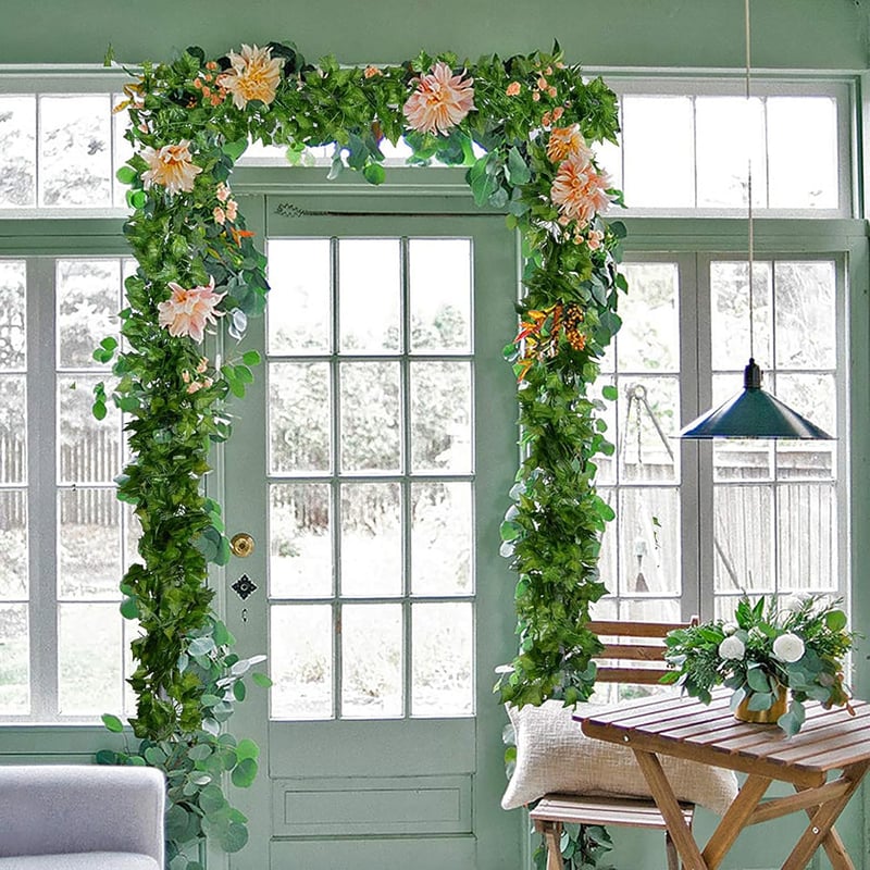 DearHouse Mesterséges Borostyán Futó 8ft 12 Ágú Függő Girland Zöld