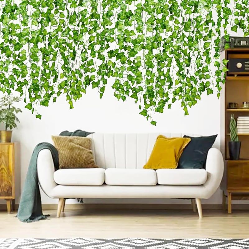 DearHouse Mesterséges Borostyán Futó 8ft 12 Ágú Függő Girland Zöld
