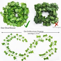 DearHouse Mesterséges Borostyán Futó 8ft 12 Ágú Függő Girland Zöld 6
