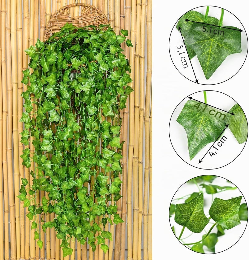 DearHouse Mesterséges Borostyán Futó 8ft 12 Ágú Függő Girland Zöld