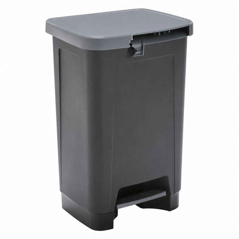 Sundis StepBin 50 literes pedálos szemetes fekete-antracit 40x33x57,5 cm hiányos — nyitófülke törött nélkül (állapot: lásd a 2. képet)