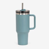 Cană termică Stanley Quencher H2.0 FlowState cu pai, 1180 ml, albastru Blue Spruce, oțel inoxidabil — utilizat 1
