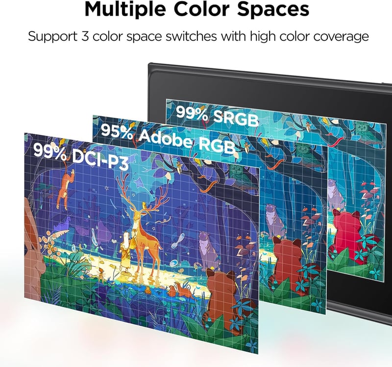 UGEE UE12 Plus 11,9" Grafikus Tablet Kijelzővel - 147% sRGB Színtér, Akkumentes Toll, 8 Gyorsgomb, Windows/Mac/Android Kompatibilis, Fekete