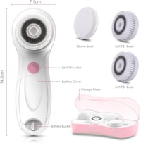 TOUCHBeauty rózsaszín elektromos arctisztító kefe szett, 3 fejjel, utazótokkal 8