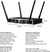 Debra 4-Csatornás UHF Vezeték Nélküli Mikrofon Szett 16 Frekvenciával, 80m Hatótávval, 4 Bodypack + Fejhallgató/Csíptetős Mikrofon, Stúdióha 8