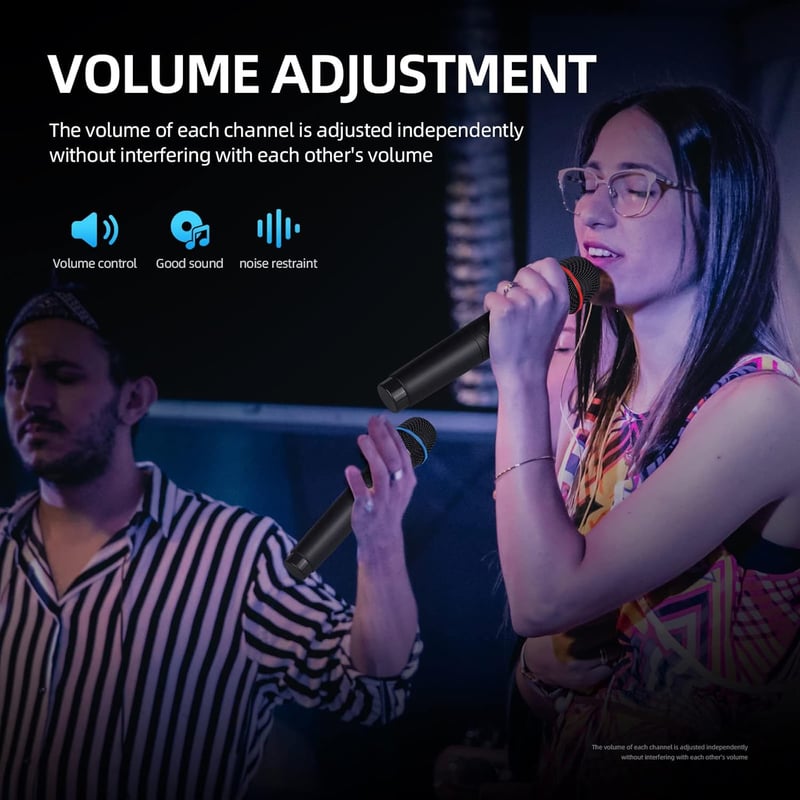 Debra AU200 Pro vezeték nélküli mikrofon szett - 2 csatornás UHF rendszer kézi mikrofonnal és testadóval - templomi, karaoke, DJ használatra