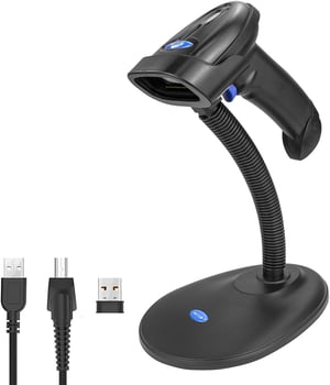 NETUM Bluetooth 2D čítačka čiarových kódov, bezdrôtový QR skener so stojanom, 2000 mAh batéria
