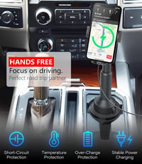 Apps2Car Autós Telefontartó 15W Gyors Vezeték Nélküli Töltővel - Pohártartóba Helyezhető Qi Töltő iPhone, Samsung, Huawei Készülékekhez

AI: 6