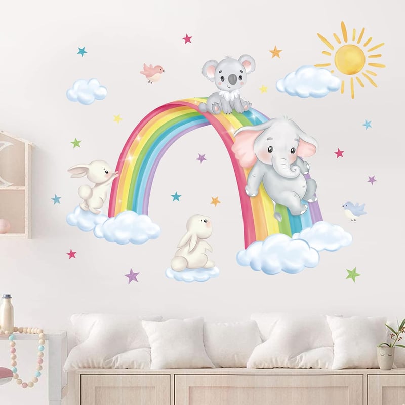 decalmile Falmatrica Szivárvány Felhők Elefánt Koala Nyúl Csillag Babaszoba