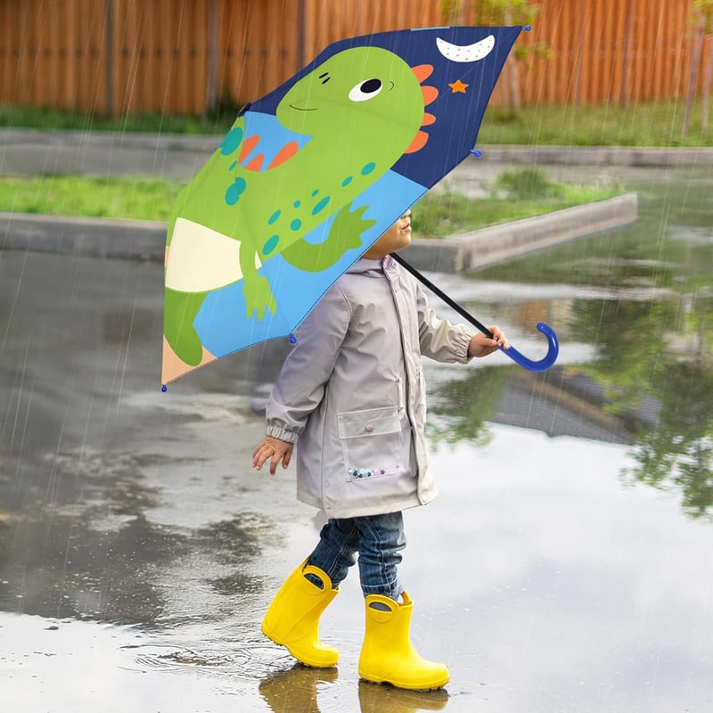 Decalsweet Gyerek Esernyő Dinoszaurusz Mintás Szélálló Összecsukható Hordozható