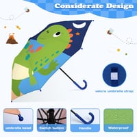 Decalsweet Gyerek Esernyő Dinoszaurusz Mintás Szélálló Összecsukható Hordozható 4