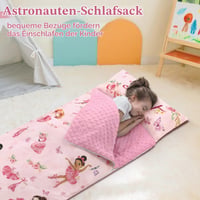 Sac de dormit pentru copii Decalsweet 150x60 cm, fermoar dublu, sac de dormit moale și călduros, pliabil, pentru fete și băieți, cu pernă detașabilă, pentru interior, exterior și camping 3