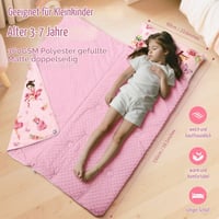 Sac de dormit pentru copii Decalsweet 150x60 cm, fermoar dublu, sac de dormit moale și călduros, pliabil, pentru fete și băieți, cu pernă detașabilă, pentru interior, exterior și camping 2
