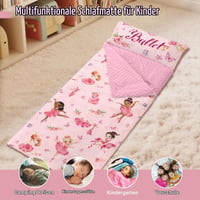 Sac de dormit pentru copii Decalsweet 150x60 cm, fermoar dublu, sac de dormit moale și călduros, pliabil, pentru fete și băieți, cu pernă detașabilă, pentru interior, exterior și camping 6