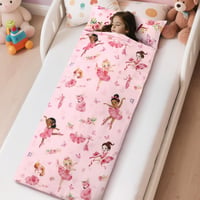 Sac de dormit pentru copii Decalsweet 150x60 cm, fermoar dublu, sac de dormit moale și călduros, pliabil, pentru fete și băieți, cu pernă detașabilă, pentru interior, exterior și camping 4