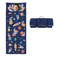 Detský spací vak Decalsweet s odnímateľným vankúšom, obojsmerný zips, skladacia kempingová podložka pre dievčatá a chlapcov, vzor astronaut, 150x60 cm 1
