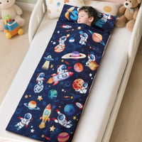 Detský spací vak Decalsweet s odnímateľným vankúšom, obojsmerný zips, skladacia kempingová podložka pre dievčatá a chlapcov, vzor astronaut, 150x60 cm 4