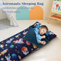 Detský spací vak Decalsweet s odnímateľným vankúšom, obojsmerný zips, skladacia kempingová podložka pre dievčatá a chlapcov, vzor astronaut, 150x60 cm 3