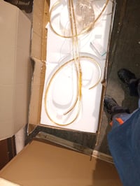 Lampă suspendată LED Guang Shuo de 150 cm pentru deasupra mesei, reglabilă cu telecomandă — ușor înclinată pe o parte (stare: vezi a doua fotografie) 3