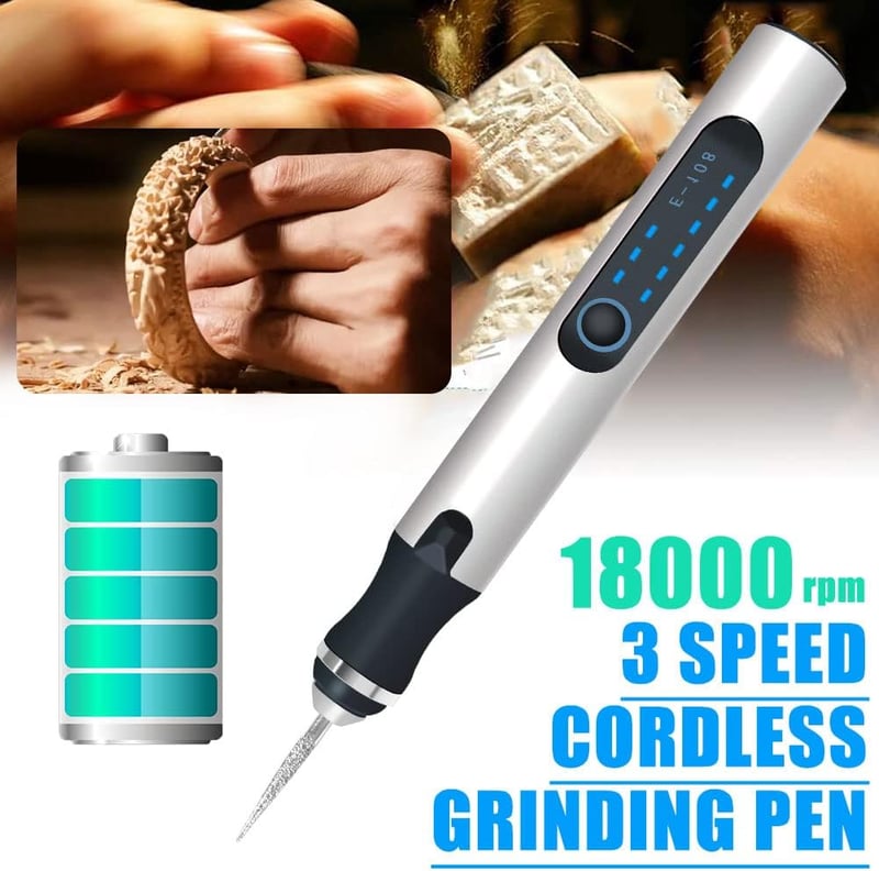 Akkus USB mini gravírozó készlet - fémre, fára, üvegre, ékszerre (ezüst)