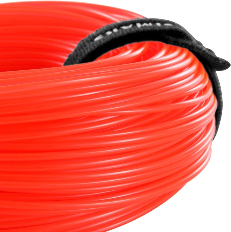 Gimars 110m x 2.4mm Fűkasza Damil, Narancs Nylon Vágószál Elektromos Fűszegélynyíróhoz, Tartós PA6 Anyagból, Tépőzáras Kábelkötegelővel