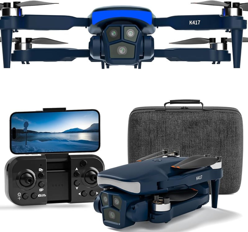 karuisrc K417 Összecsukható Drón Kettős 1080p Kamerával, 5GHz WiFi, Kefe Nélküli Motor, LED Világítás, Kezdőknek, FPV Mód, 249g Alatti