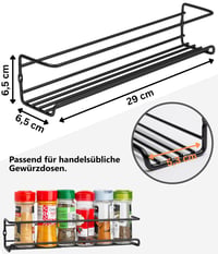 Raft pentru condimente Deco Haus cu montare pe perete fără găurire – set de 4 bucăți, negru, raft suspendat pentru ușa dulapului – 29 x 6,35 x 5 cm 5