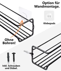 Raft pentru condimente Deco Haus cu montare pe perete fără găurire – set de 4 bucăți, negru, raft suspendat pentru ușa dulapului – 29 x 6,35 x 5 cm 3
