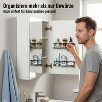 Raft pentru condimente Deco Haus cu montare pe perete fără găurire – set de 4 bucăți, negru, raft suspendat pentru ușa dulapului – 29 x 6,35 x 5 cm 9