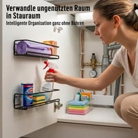 Raft pentru condimente Deco Haus cu montare pe perete fără găurire – set de 4 bucăți, negru, raft suspendat pentru ușa dulapului – 29 x 6,35 x 5 cm 7