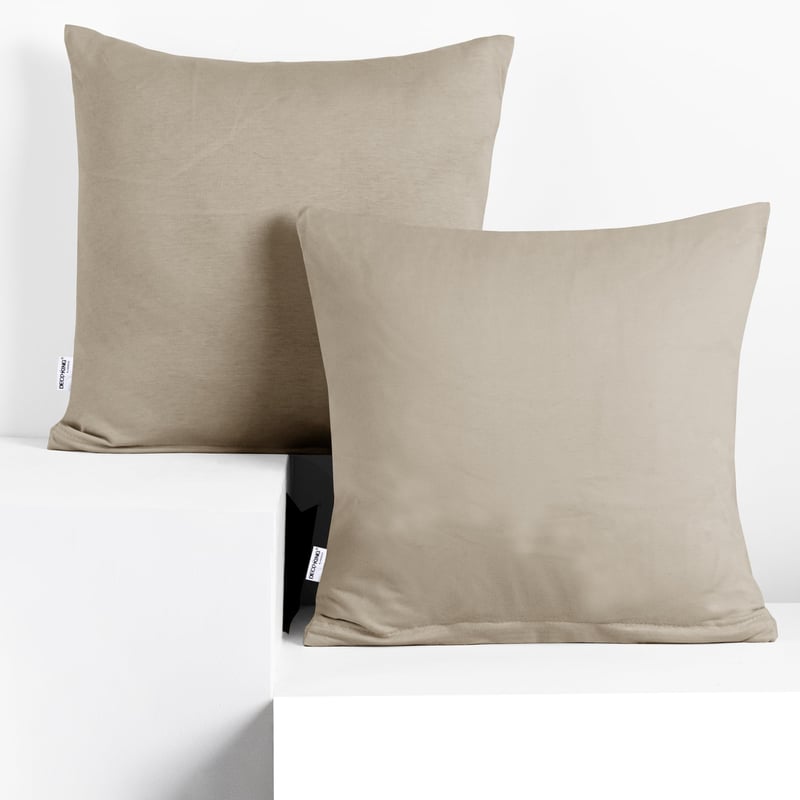 DecoKing sada 2 džersejových bavlnených obliečok na vankúš so zipsom 50x50 cm, farba cappuccino amber