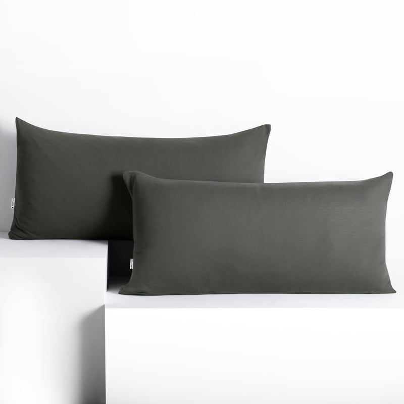 DecoKing 2 kom. jastučnice 40x120 cm Jersey 100% pamuk s patentnim zatvaračem grafit siva Amber