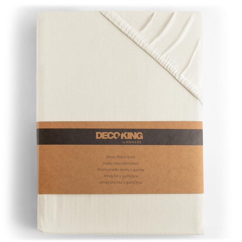 Napínacia plachta DecoKing Amber 200x200 200x220 cm 100% bavlnený džersej na boxspring posteľ, farba ekru