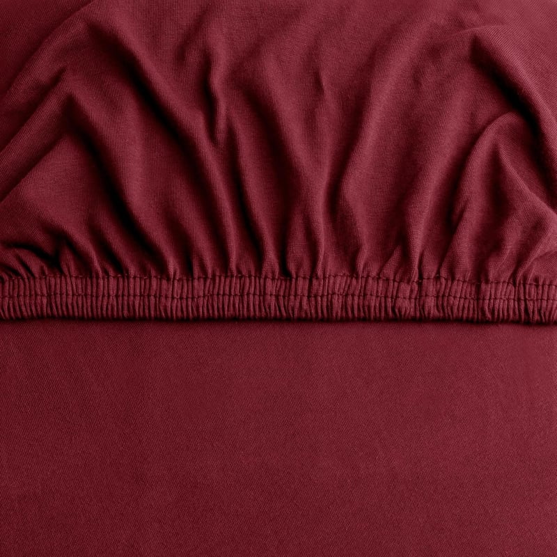 DecoKing Jersey Gumis Lepedő 100% Pamut Fehér Amber Kollekcó - 200 x 200 - 200 x 220, Bordeaux