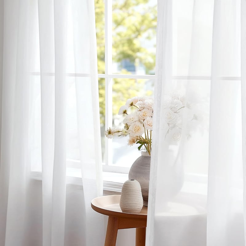 Deconovo 2 darabos voile függöny szett, fehér, 245x140 cm