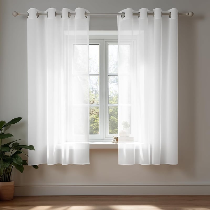 Deconovo 2 db Átlátszó Fényáteresztő Függöny 138x140 cm Fehér