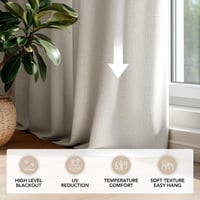 Perdele decorative Deconovo cu aspect de in, cu inele, 2 panouri 140x245 cm, culoare in natural, pentru living, dormitor, birou sau camera copiilor 4