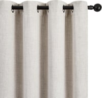 Perdele decorative Deconovo cu aspect de in, cu inele, 2 panouri 140x245 cm, culoare in natural, pentru living, dormitor, birou sau camera copiilor 7