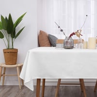 Deconovo Fehér Asztalterítő 150x240 cm - Vízlepergető, Mosható Poliészter Terítő, Téglalap Alakú, Len Hatású 2