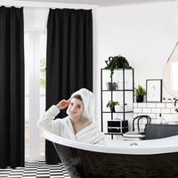 Deconovo Fekete sötétítő függöny hideg- és hangszigeteléssel ráncolt szalaggal 160x140 cm 2 db 6