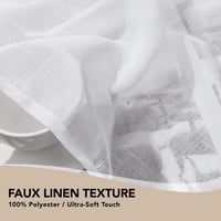 Deconovo Fényáteresztő Függöny Karikás Felfüggesztéssel - Len Hatású Fehér Voile Függönypár Gyerekszobába, 215x140 cm, 2 db 4