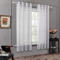 Deconovo Fényáteresztő Függöny Karikás Felfüggesztéssel - Len Hatású Fehér Voile Függönypár Gyerekszobába, 215x140 cm, 2 db 7