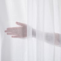 Deconovo Fényáteresztő Függöny Karikás Felfüggesztéssel - Len Hatású Fehér Voile Függönypár Gyerekszobába, 215x140 cm, 2 db 2