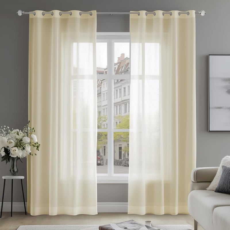 Deconovo Fényáteresztő Függöny Szett 2db 240x140cm Világos Bézs
