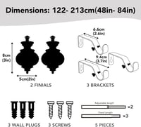 Deconovo Függönyrúd 19mm - Kihúzható Fali Tartóval 122-213 cm - Matt Fekete Acél Karnis Nehéz Függönyökhöz, 20 kg Teherbírással 7