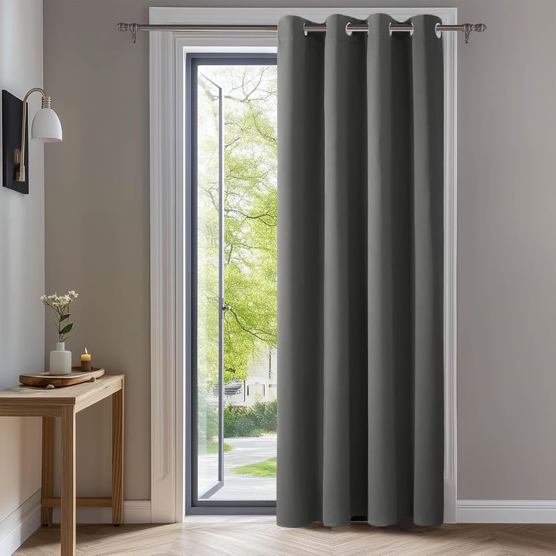 Deconovo Hőszigetelő Sötétítő Függöny Fülekkel - Vastag, Fényzáró, Hangszigetelő, Világosszürke, 245x140 cm, 1 db