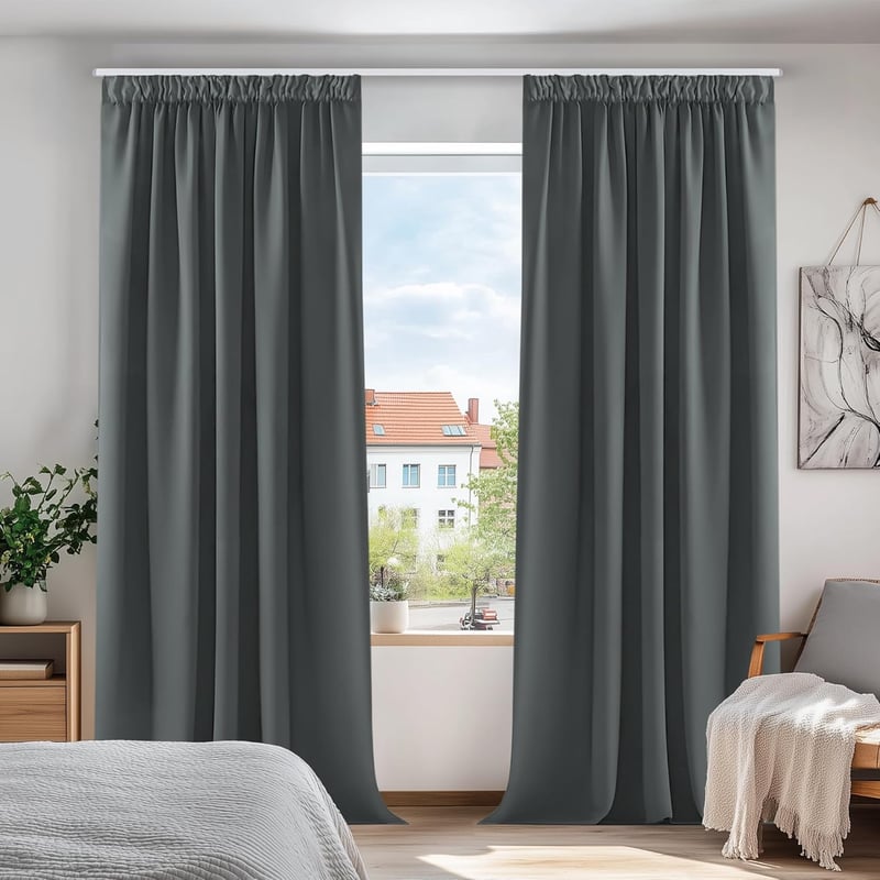 Deconovo Hőszigetelő Sötétítő Függöny Szürke 245x140cm 2db