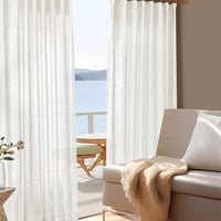 Deconovo Lenvászon Hatású Voile Függöny Fodros Szalaggal 260x140cm Krém 2db 6