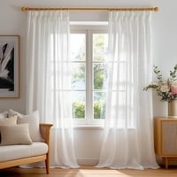Deconovo Lenvászon Hatású Voile Függöny Fodros Szalaggal 260x140cm Krém 2db 1
